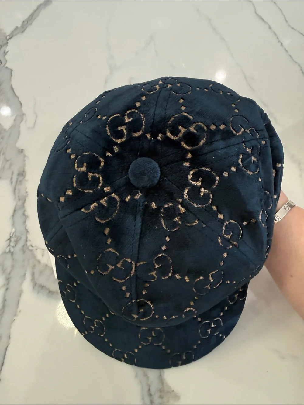 Gucci GG Logo Velvet Baseball Hat
